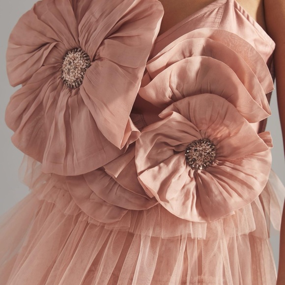 Anthropologie Kavita Bhartia Rosette Midi Tiered Tulle Gown - Picture 2 of 5
